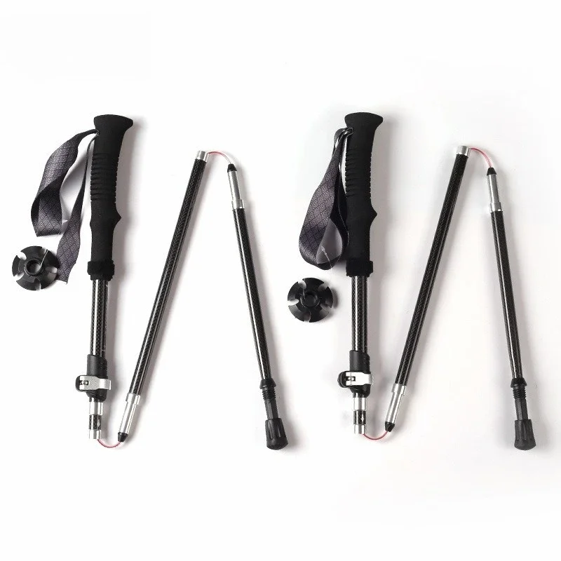 Trekking Pole Carbon - 実用的なクラシック3Kカーボンファイバー製5段折りたたみ式トレッキングポールは、持ち運び可能で屋外に保管可能、超軽量で高強度です。