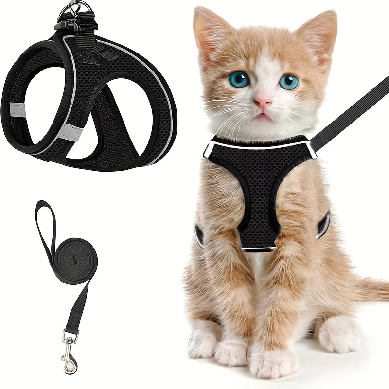 Outdoor Adventure Vest - 脱走防止猫用ハーネス＆リードセット：子猫と安全にアウトドアを楽しめる反射素材ソフトメッシュベスト