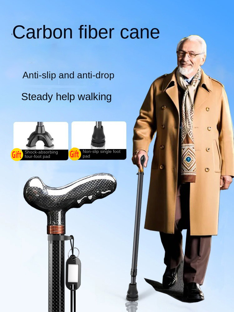 Trekking Pole Carbon - 伸縮式カーボン製ウォーキングスティック、滑り止め付きウォーキングブースターアームレスト付きトレッキングスティック、高齢者用杖