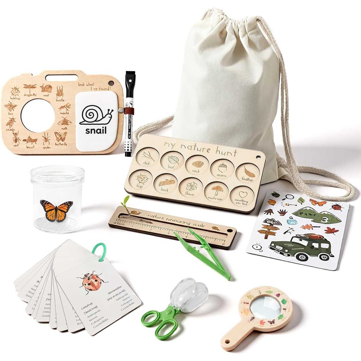 Outdoor Adventure Girls - 子供用虫捕りキット、虫箱、学習カード、観察ボード付き、屋外遊び、虫探しアドベンチャー、女の子と男の子へのプレゼント