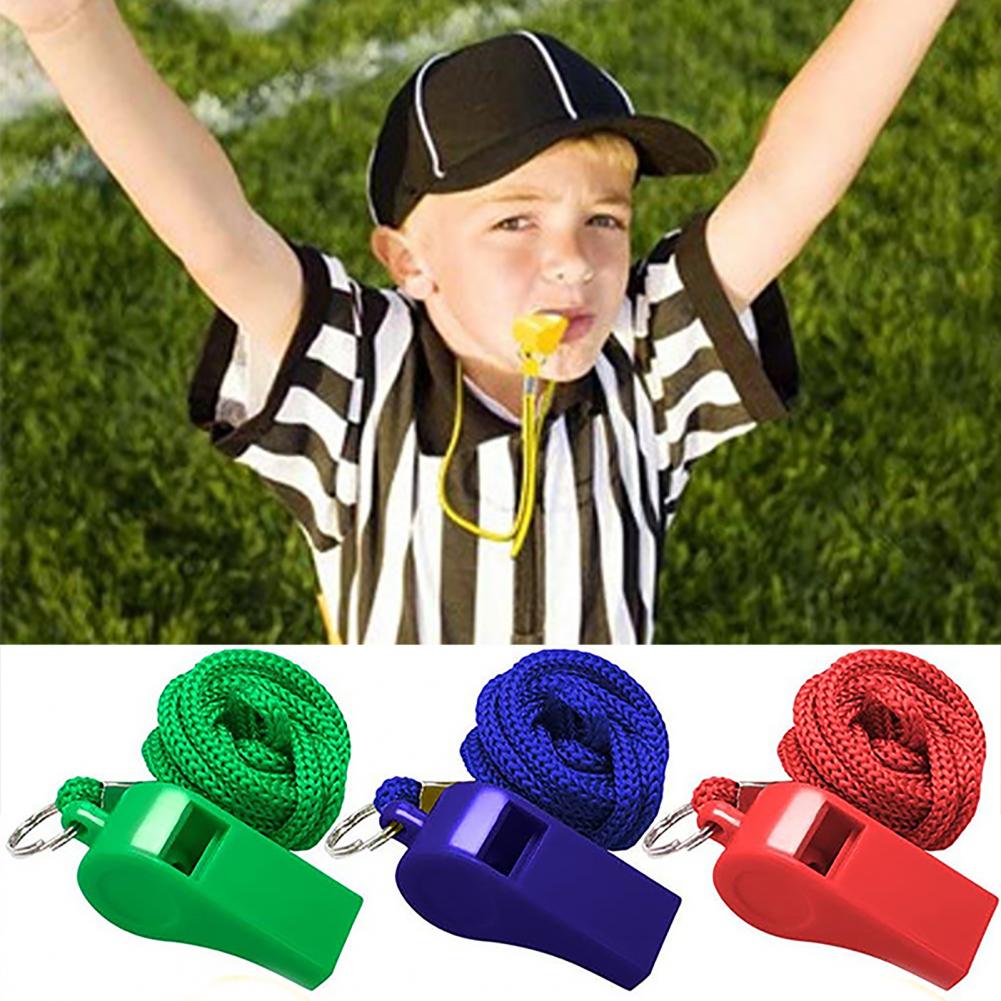 Emergency Whistle Pea - 10個入り プラスチックホイッスル ランヤード付き 大音量 スポーツ審判用ホイッスル コーチ用