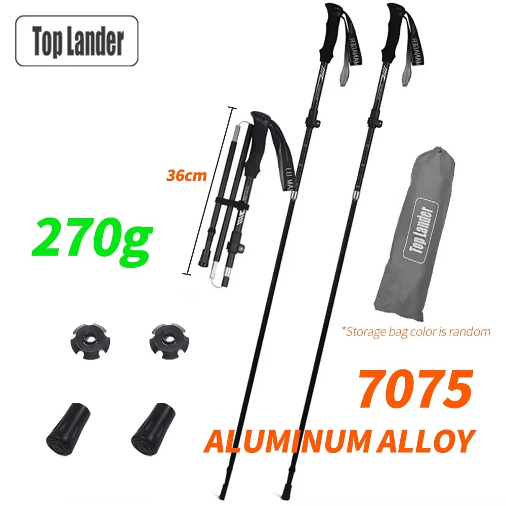 折りたたみ式トレッキングポール 7075アルミニウム 超軽量 - Trekking Pole Carbon のレビューと価格