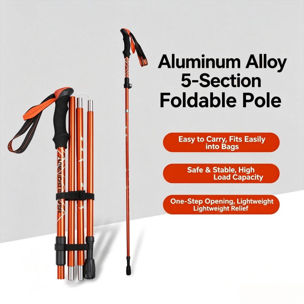 アウトドア登山観光用5段折りたたみ式伸縮トレッキングスティッ - Trekking Pole Carbon のレビューと価格