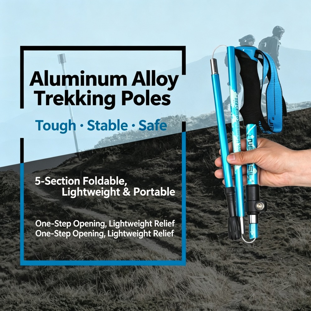 アウトドア登山観光用5段折りたたみ式伸縮トレッキングスティッ - Trekking Pole Carbon のレビューと価格