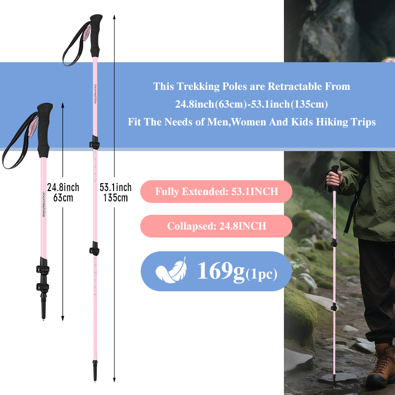 ピンク カーボンファイバー ハイキングポール 超軽量 長さ調 - Trekking Pole Carbon のレビューと価格