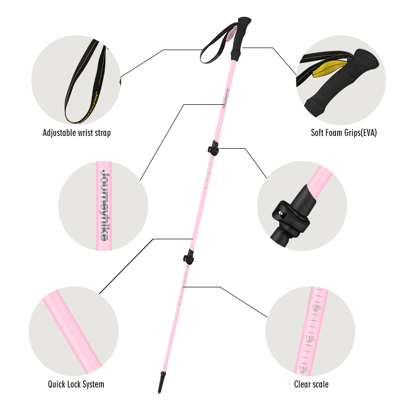 ピンク カーボンファイバー ハイキングポール 超軽量 長さ調 - Trekking Pole Carbon のレビューと価格