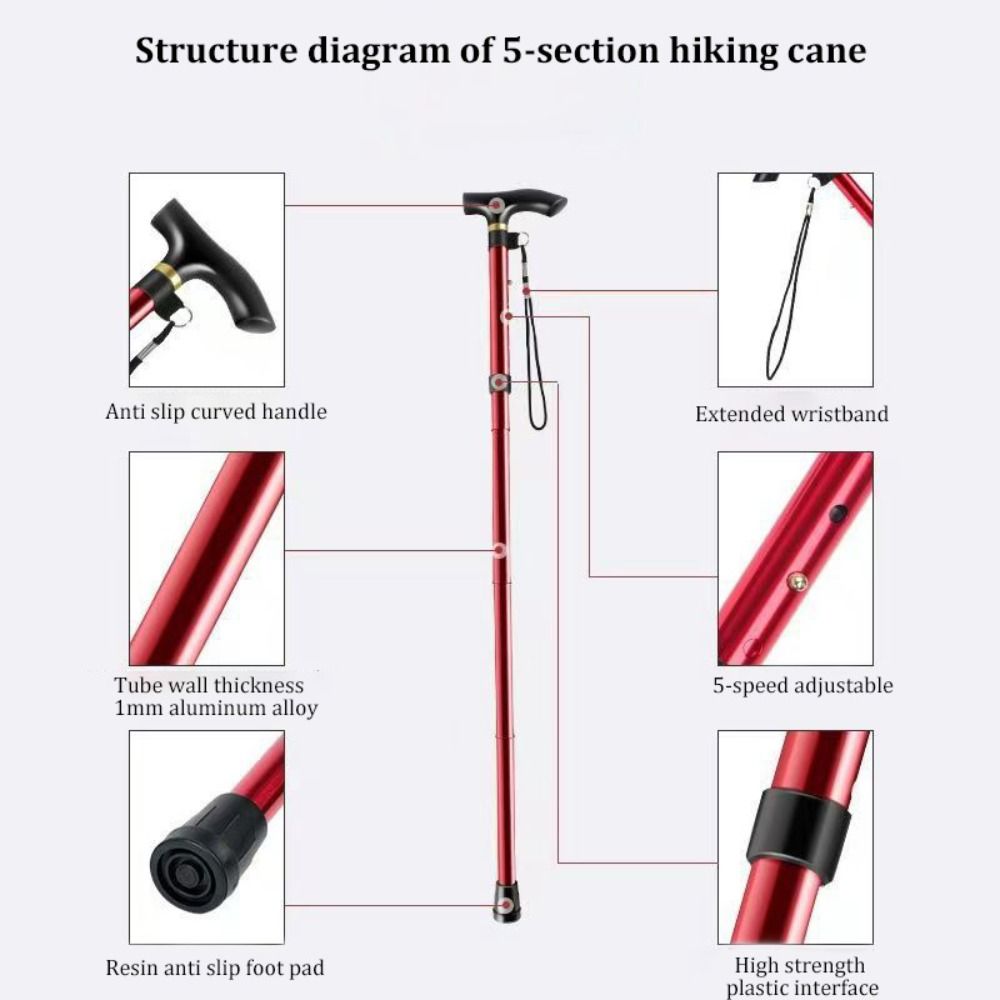 伸縮式トレッキングスティック強化調整可能折りたたみ杖5段式携 - Trekking Pole Carbon のレビューと価格