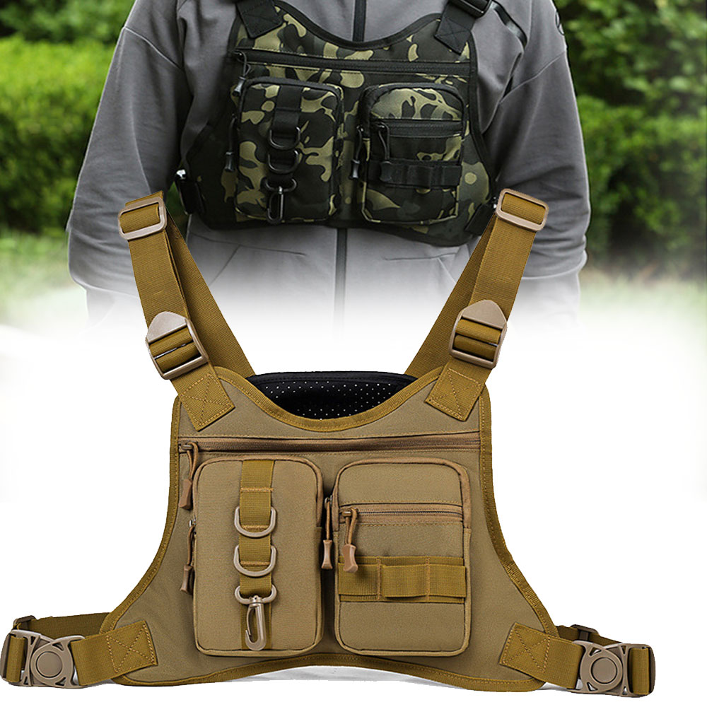 戦術的なモールフロントチェストリグベストバッグアウトドアスポ - Outdoor Adventure Vest のレビューと価格