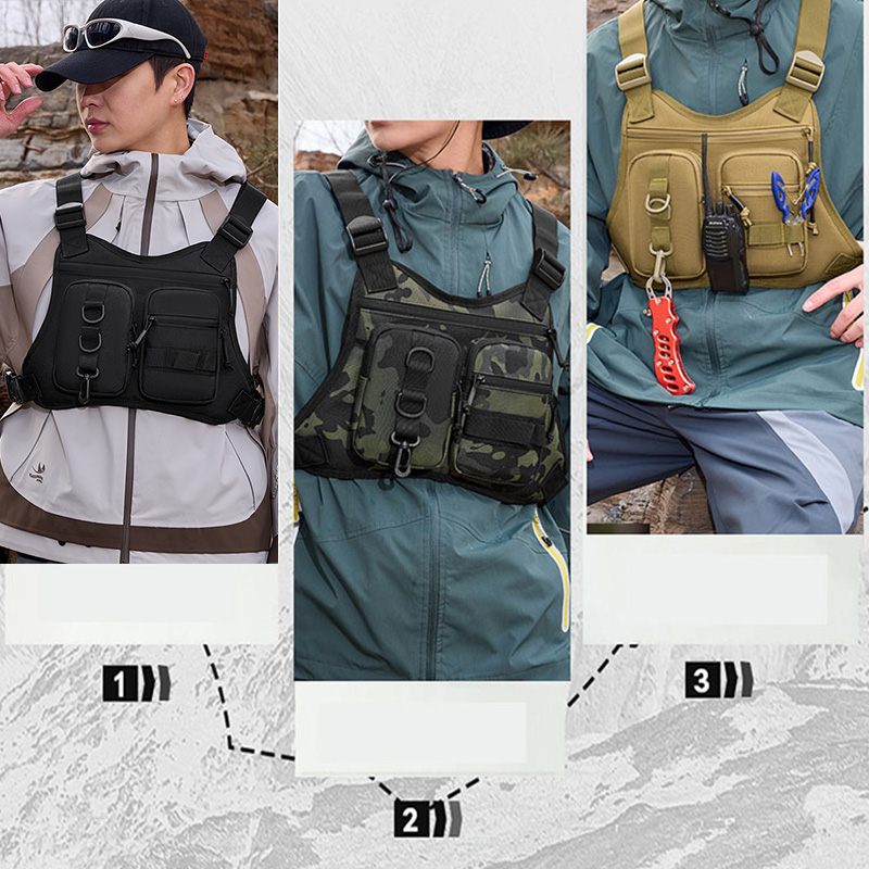 戦術的なモールフロントチェストリグベストバッグアウトドアスポ - Outdoor Adventure Vest のレビューと価格