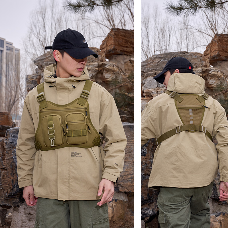 戦術的なモールフロントチェストリグベストバッグアウトドアスポ - Outdoor Adventure Vest のレビューと価格